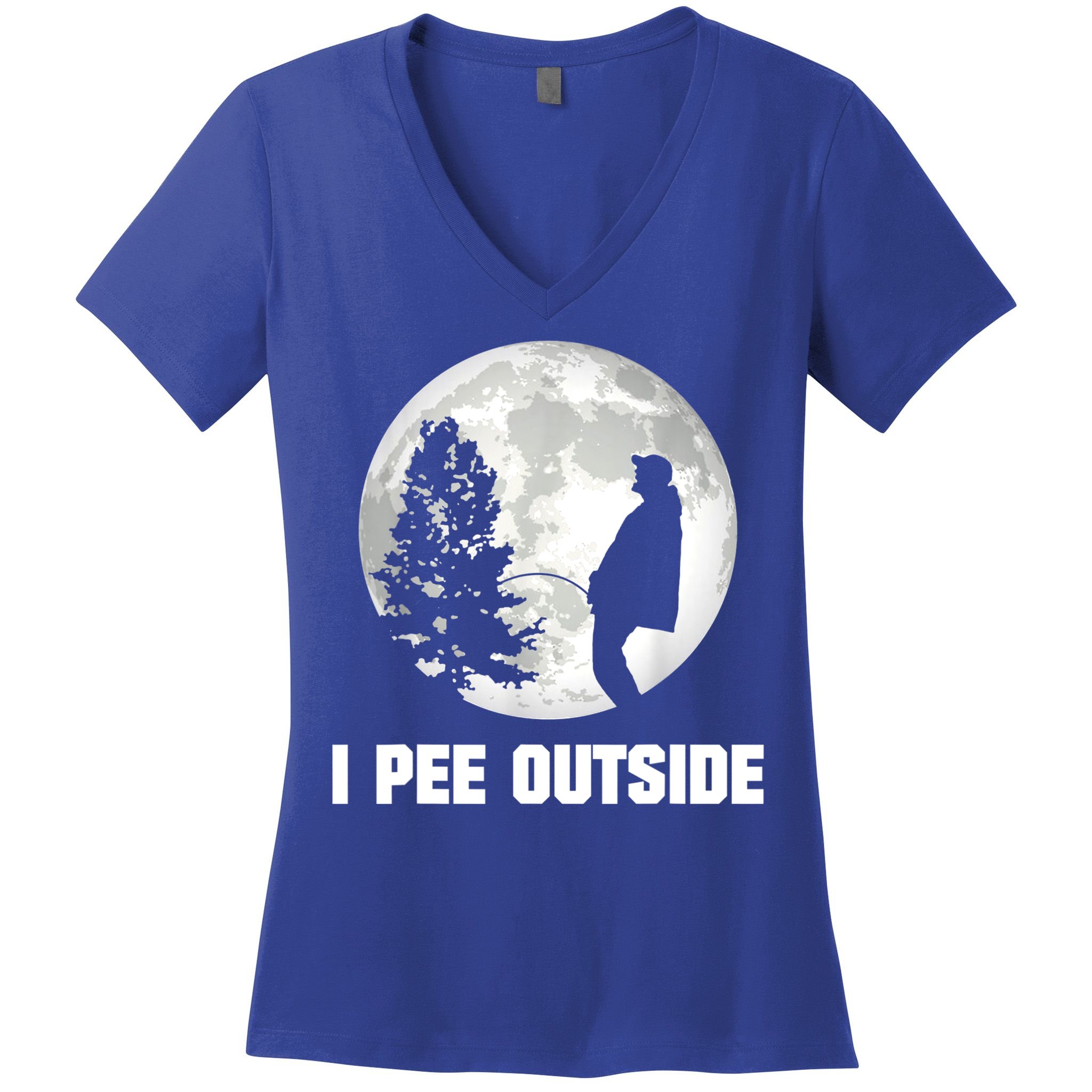 I Pee Outside I Love Peeing Outside Funny Camping Women's V-Neck T-Shirt