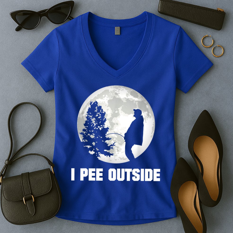 I Pee Outside I Love Peeing Outside Funny Camping Women's V-Neck T-Shirt