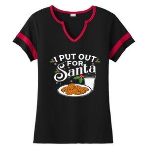 I Put Out For Santa Funny Xmas Cookies And Milk Ladies Halftime Notch Neck Tee