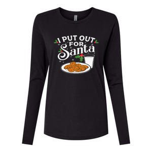 I Put Out For Santa Funny Xmas Cookies And Milk Womens Cotton Relaxed Long Sleeve T-Shirt