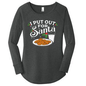 I Put Out For Santa Funny Xmas Cookies And Milk Women's Perfect Tri Tunic Long Sleeve Shirt