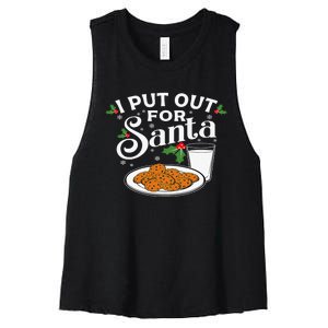 I Put Out For Santa Funny Xmas Cookies And Milk Women's Racerback Cropped Tank