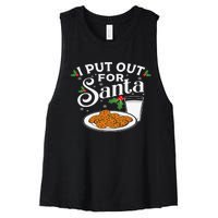 I Put Out For Santa Funny Xmas Cookies And Milk Women's Racerback Cropped Tank