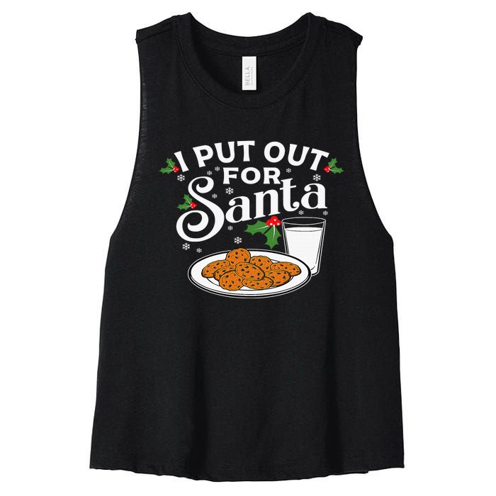 I Put Out For Santa Funny Xmas Cookies And Milk Women's Racerback Cropped Tank