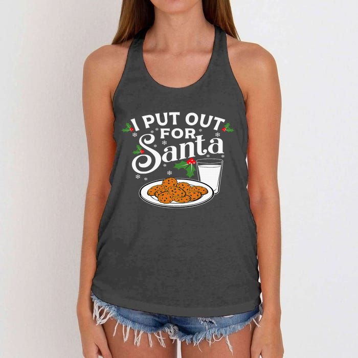 I Put Out For Santa Funny Xmas Cookies And Milk Women's Knotted Racerback Tank