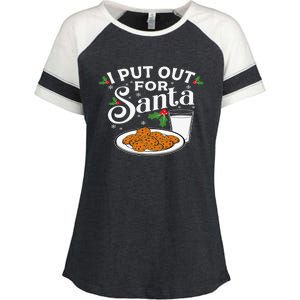 I Put Out For Santa Funny Xmas Cookies And Milk Enza Ladies Jersey Colorblock Tee