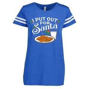 I Put Out For Santa Funny Xmas Cookies And Milk Enza Ladies Jersey Football T-Shirt