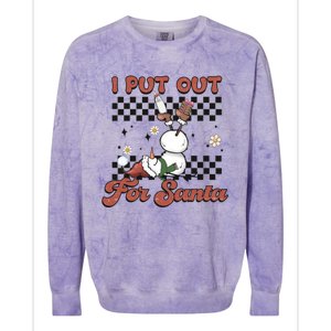 I Put Out For Santa Funny Milk And Cookie Christmas Retro Great Gift Colorblast Crewneck Sweatshirt