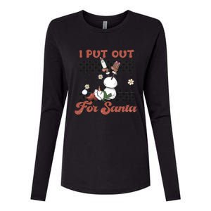 I Put Out For Santa Funny Milk And Cookie Christmas Retro Great Gift Womens Cotton Relaxed Long Sleeve T-Shirt