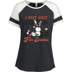 I Put Out For Santa Funny Milk And Cookie Christmas Retro Great Gift Enza Ladies Jersey Colorblock Tee