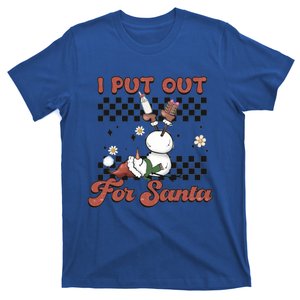 I Put Out For Santa Funny Milk And Cookie Christmas Retro Great Gift T-Shirt