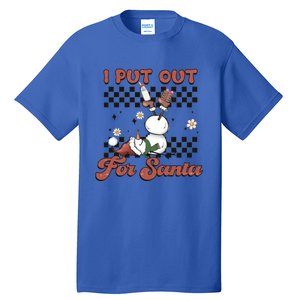 I Put Out For Santa Funny Milk And Cookie Christmas Retro Great Gift Tall T-Shirt