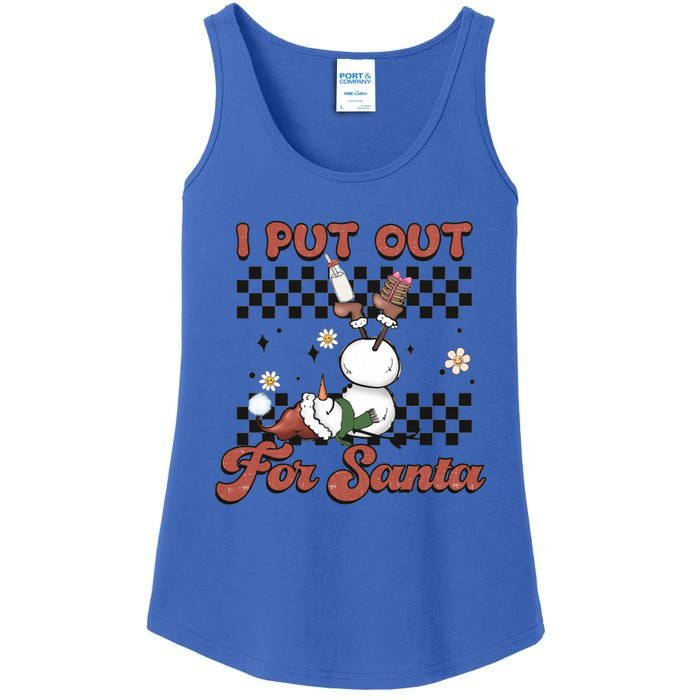 I Put Out For Santa Funny Milk And Cookie Christmas Retro Great Gift Ladies Essential Tank