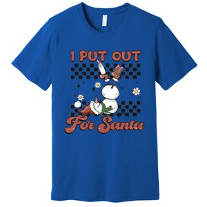 I Put Out For Santa Funny Milk And Cookie Christmas Retro Great Gift Premium T-Shirt