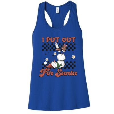 I Put Out For Santa Funny Milk And Cookie Christmas Retro Great Gift Women's Racerback Tank