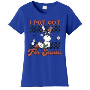 I Put Out For Santa Funny Milk And Cookie Christmas Retro Great Gift Women's T-Shirt