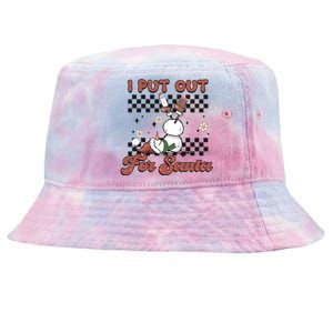 I Put Out For Santa Funny Milk And Cookie Christmas Retro Great Gift Tie-Dyed Bucket Hat