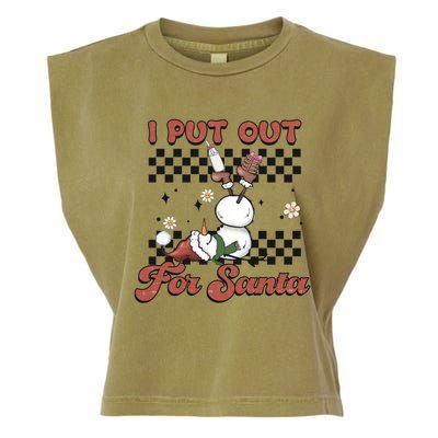 I Put Out For Santa Funny Milk And Cookie Christmas Retro Great Gift Garment-Dyed Women's Muscle Tee