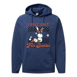 I Put Out For Santa Funny Milk And Cookie Christmas Retro Great Gift Performance Fleece Hoodie