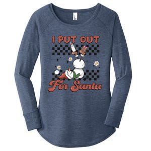 I Put Out For Santa Funny Milk And Cookie Christmas Retro Great Gift Women's Perfect Tri Tunic Long Sleeve Shirt