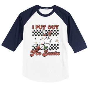 I Put Out For Santa Funny Milk And Cookie Christmas Retro Great Gift Baseball Sleeve Shirt