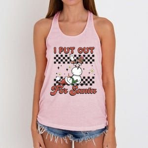 I Put Out For Santa Funny Milk And Cookie Christmas Retro Great Gift Women's Knotted Racerback Tank