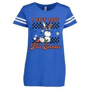 I Put Out For Santa Funny Milk And Cookie Christmas Retro Great Gift Enza Ladies Jersey Football T-Shirt