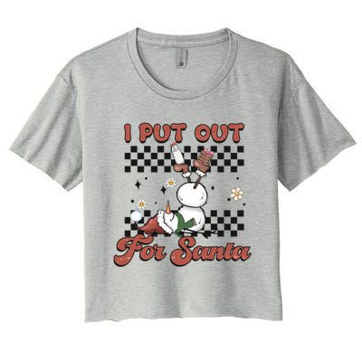 I Put Out For Santa Funny Milk And Cookie Christmas Retro Great Gift Women's Crop Top Tee