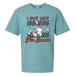 I Put Out For Santa Funny Milk And Cookie Christmas Retro Great Gift Sueded Cloud Jersey T-Shirt