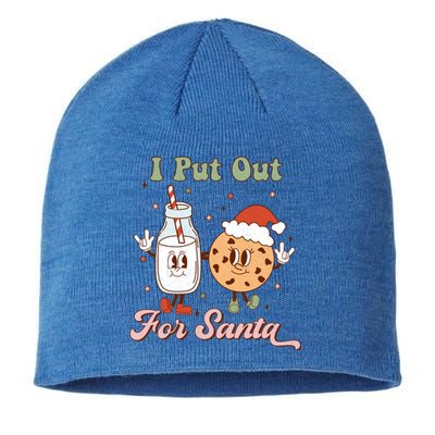 I Put Out For Santa Funny Milk And Cookie Christmas Retro Gift Sustainable Beanie