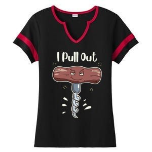 I Pull Out Wine Drinks Funny Corkscrew Meme Gift Ladies Halftime Notch Neck Tee