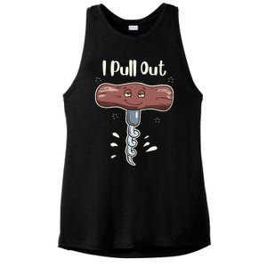 I Pull Out Wine Drinks Funny Corkscrew Meme Gift Ladies PosiCharge Tri-Blend Wicking Tank