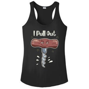 I Pull Out Wine Drinks Funny Corkscrew Meme Gift Ladies PosiCharge Competitor Racerback Tank