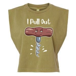 I Pull Out Wine Drinks Funny Corkscrew Meme Gift Garment-Dyed Women's Muscle Tee