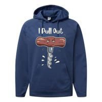 I Pull Out Wine Drinks Funny Corkscrew Meme Gift Performance Fleece Hoodie