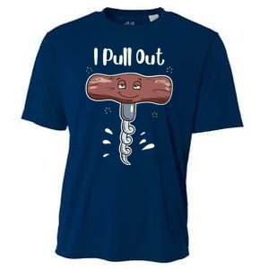 I Pull Out Wine Drinks Funny Corkscrew Meme Gift Cooling Performance Crew T-Shirt