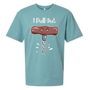 I Pull Out Wine Drinks Funny Corkscrew Meme Gift Sueded Cloud Jersey T-Shirt