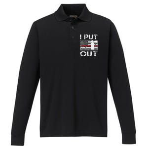 I Put Out Safety Firefighters Fireman Fire Performance Long Sleeve Polo