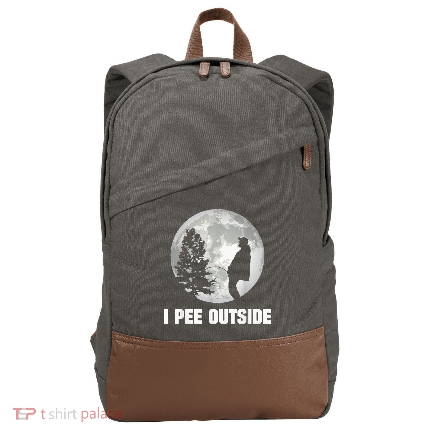 I Pee Outside I Love Peeing Outside Funny Camping Cotton Canvas Backpack