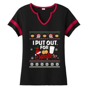 I Put Out For Santa Funny Christmas Cookies And Milk Ugly Great Gift Ladies Halftime Notch Neck Tee