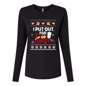 I Put Out For Santa Funny Christmas Cookies And Milk Ugly Great Gift Womens Cotton Relaxed Long Sleeve T-Shirt