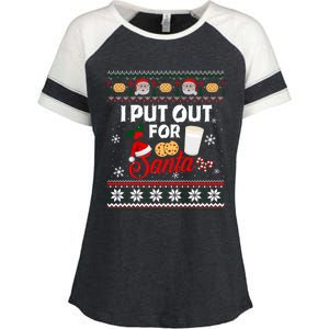 I Put Out For Santa Funny Christmas Cookies And Milk Ugly Great Gift Enza Ladies Jersey Colorblock Tee