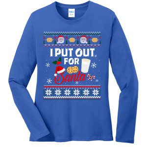 I Put Out For Santa Funny Christmas Cookies And Milk Ugly Great Gift Ladies Long Sleeve Shirt