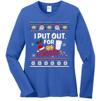 I Put Out For Santa Funny Christmas Cookies And Milk Ugly Great Gift Ladies Long Sleeve Shirt