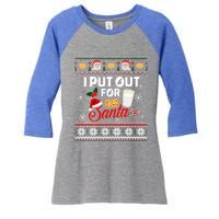 I Put Out For Santa Funny Christmas Cookies And Milk Ugly Great Gift Women's Tri-Blend 3/4-Sleeve Raglan Shirt