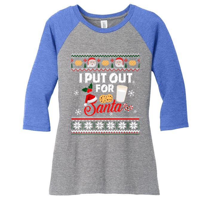 I Put Out For Santa Funny Christmas Cookies And Milk Ugly Great Gift Women's Tri-Blend 3/4-Sleeve Raglan Shirt