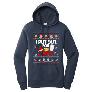 I Put Out For Santa Funny Christmas Cookies And Milk Ugly Great Gift Women's Pullover Hoodie