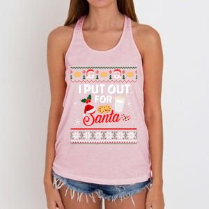 I Put Out For Santa Funny Christmas Cookies And Milk Ugly Great Gift Women's Knotted Racerback Tank