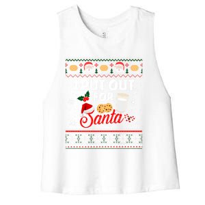 I Put Out For Santa Funny Christmas Cookies And Milk Ugly Great Gift Women's Racerback Cropped Tank