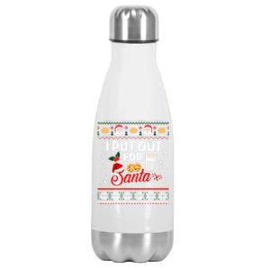 I Put Out For Santa Funny Christmas Cookies And Milk Ugly Great Gift Stainless Steel Insulated Water Bottle